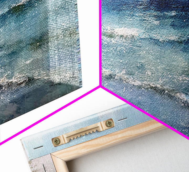 Moody Seascape at Twilight Framed Canvas Print, Above Sofa Art, Modern Art, Living Room Decor, Oil Painting, Statement, ASA-3x1-28