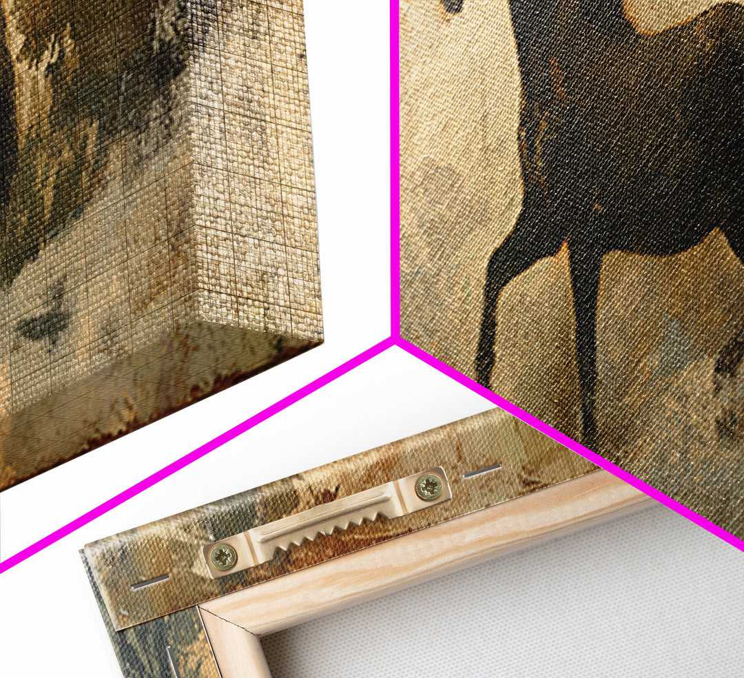 Statement Horse Silhouette Canvas Print, Above Sofa Art, Farmhouse Decor, Living Room Decor, Oil Painting, Statement, ASA-3x1-29