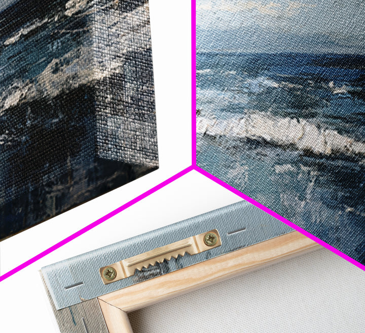 Moody Seascape at Twilight Canvas Print, Above Sofa Art, Set of 3 Prints, Living Room Decor, Watercolor Art, Statement, ASA-3x1-4