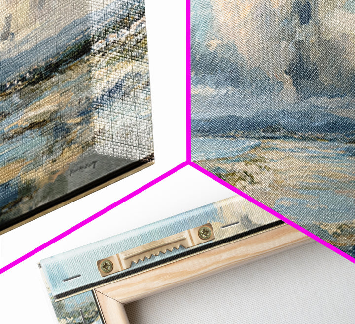Panoramic Coastal Shoreline from an Aerial View Canvas Print, Above Sofa Art, Minimalist Decor, Living Room Decor, Statement, ASA-3x1-43
