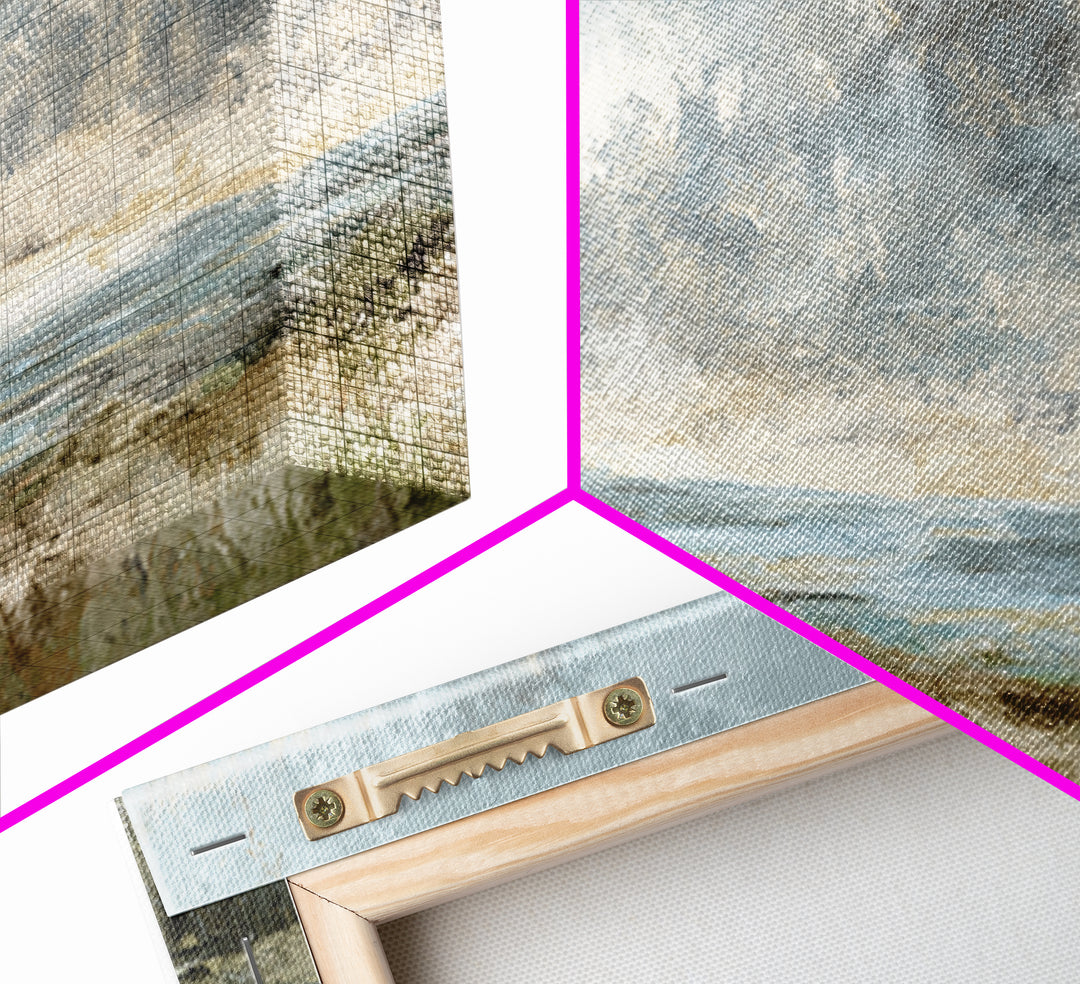 Dramatic Cloudscape over a Distant Valley Canvas Print, Above Sofa Art, Boho Wall Art, Living Room Decor, Watercolor Art, ASA-3x1-45