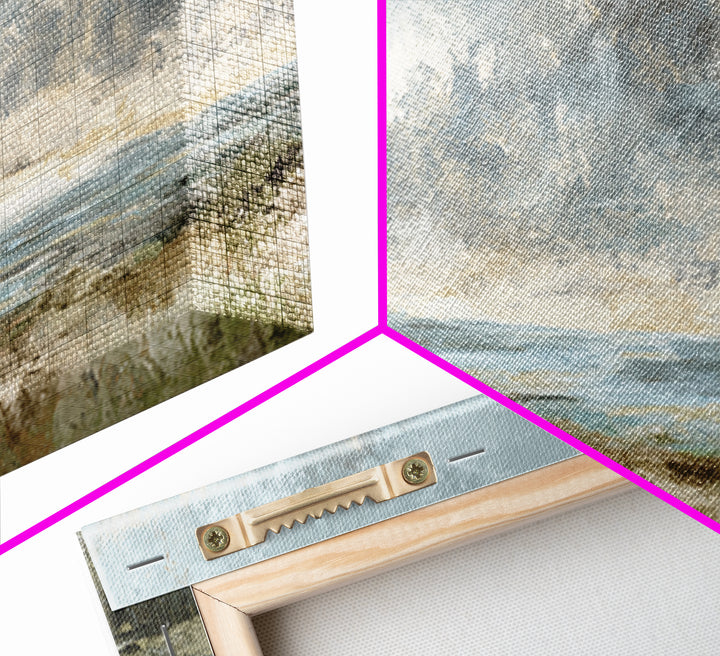 Dramatic Cloudscape over a Distant Valley Canvas Print, Above Sofa Art, Boho Wall Art, Living Room Decor, Watercolor Art, ASA-3x1-45