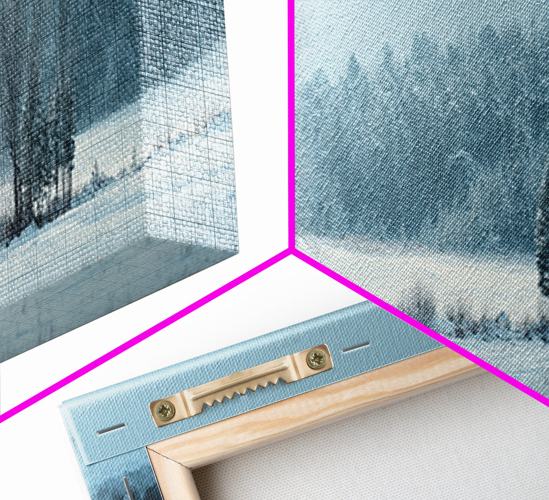 Modern Scandinavian Forest Framed Canvas Print, Above Sofa Art, Room Decor, Living Room Decor, Oil Painting, Statement, ASA-3x1-55