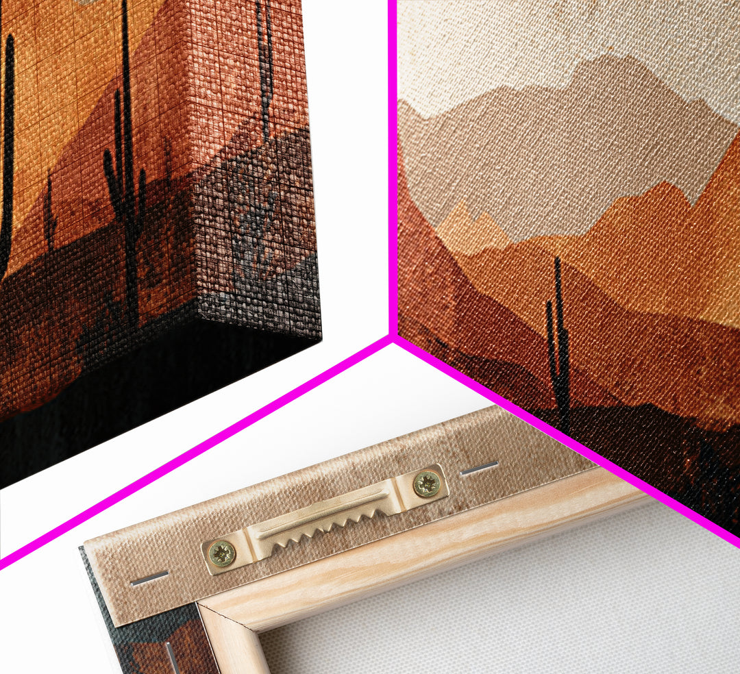 Desert Mesa Panorama Framed Canvas Print, Above Sofa Art, Fine Art Print, Living Room Decor, Oil Painting, Statement, ASA-3x1-60