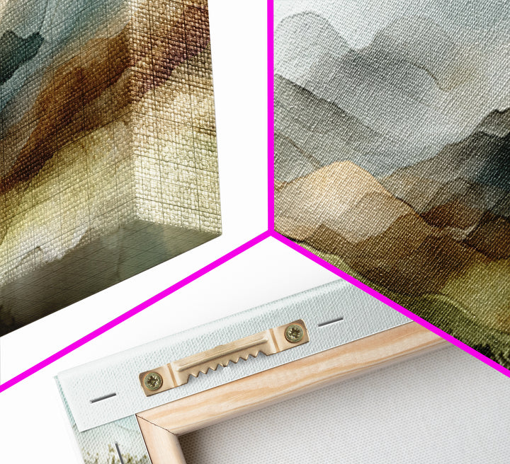 Abstract River Bends Framed Canvas Print, Above Sofa Art, Boho Decor, Living Room Decor, Abstract Art, Statement, ASA-3x1-63