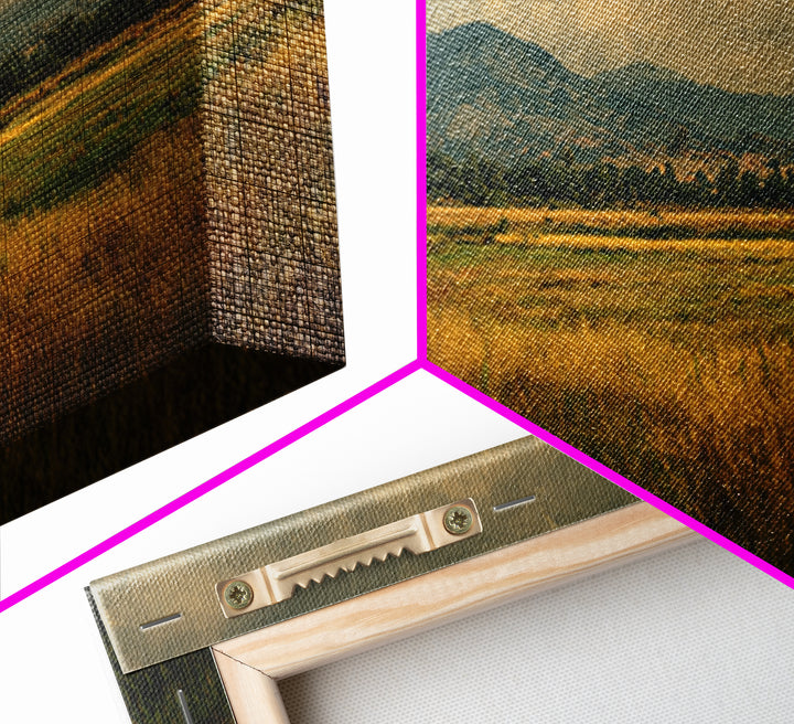 Wide Olive and Beige Meadow Panorama Framed Canvas Print, Above Sofa Art, Boho Wall Art, Living Room Decor, Fine Art, Statement, ASA-3x1-74