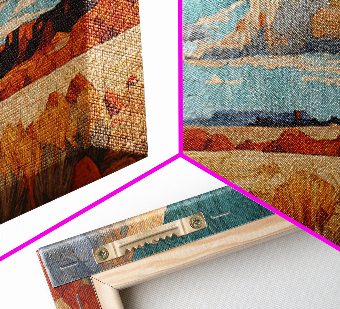 Desert Mesa Panorama Framed Canvas Print, Above Sofa Art, Home Decor, Living Room Decor, Statement, Oversized Wall Art, ASA-3x1-84