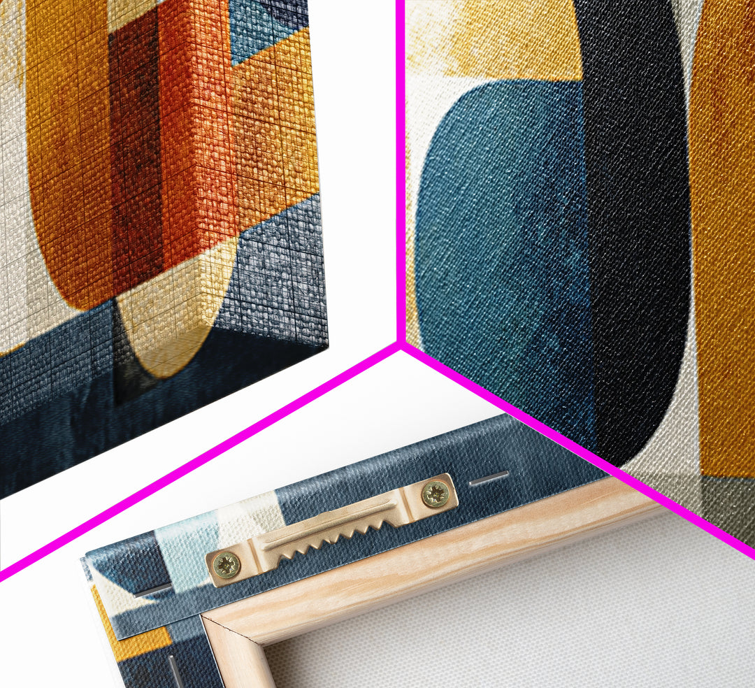Bold Mid Century Geometric Forms Canvas Print, Above Sofa Art, Mid Century Modern, Living Room Decor, Fine Art, Statement, ASA-3x1-92