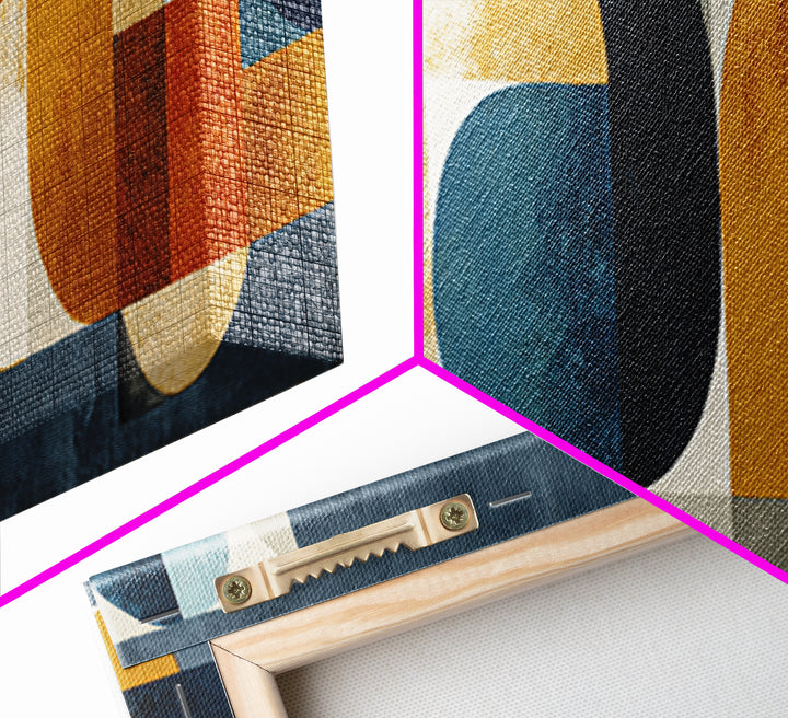 Bold Mid Century Geometric Forms Canvas Print, Above Sofa Art, Mid Century Modern, Living Room Decor, Fine Art, Statement, ASA-3x1-92