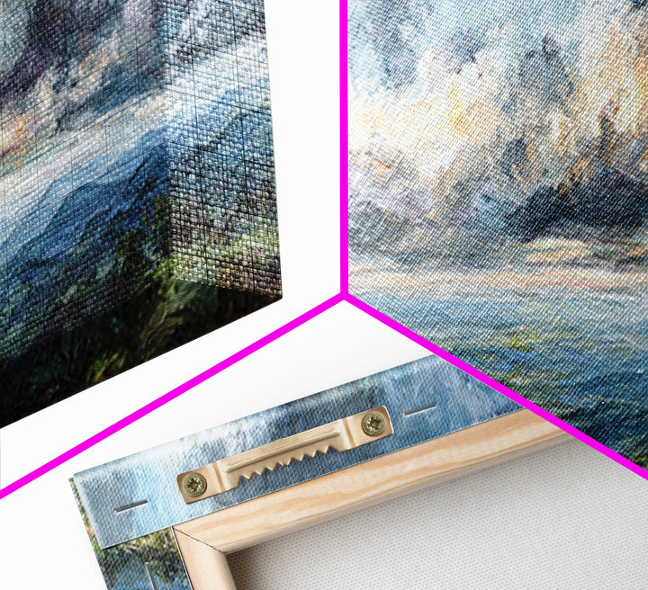 Dramatic Cloudscape over a Distant Valley Canvas Print, Above Sofa Art, Coastal Wall Art, Living Room Decor, Oil Painting, ASA-3x1-93