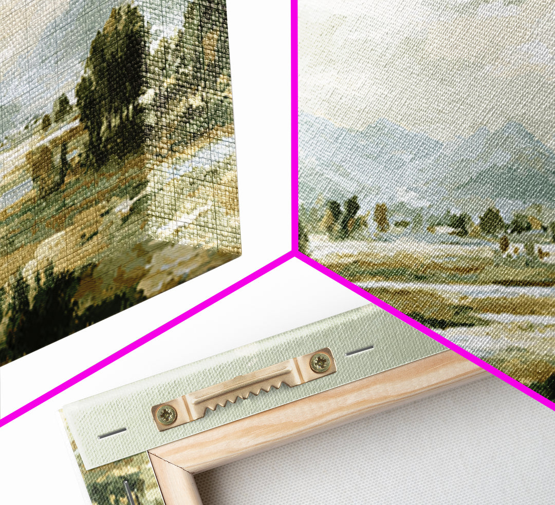 Wide Olive and Beige Meadow Panorama Canvas Print, Above Sofa Art, Canvas Print, Living Room Decor, Oil Painting, Statement, ASA-3x1-98