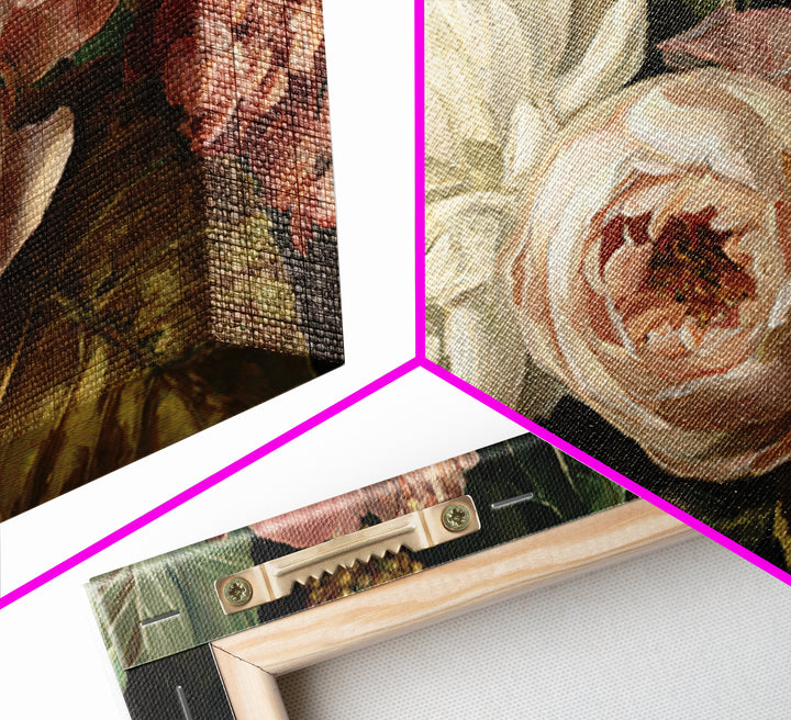 Large Expressive Floral Bouquet Framed Canvas Print, Above Sofa Art, Canvas Wall Art, Living Room Decor, Oil Painting, ASA-3x2-10