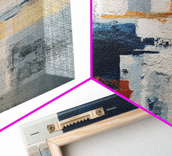 Bold Navy and Ivory Abstract Brushwork Canvas Print, Above Sofa Art, Mid Century Modern, Living Room Decor, Abstract Art, ASA-3x2-22