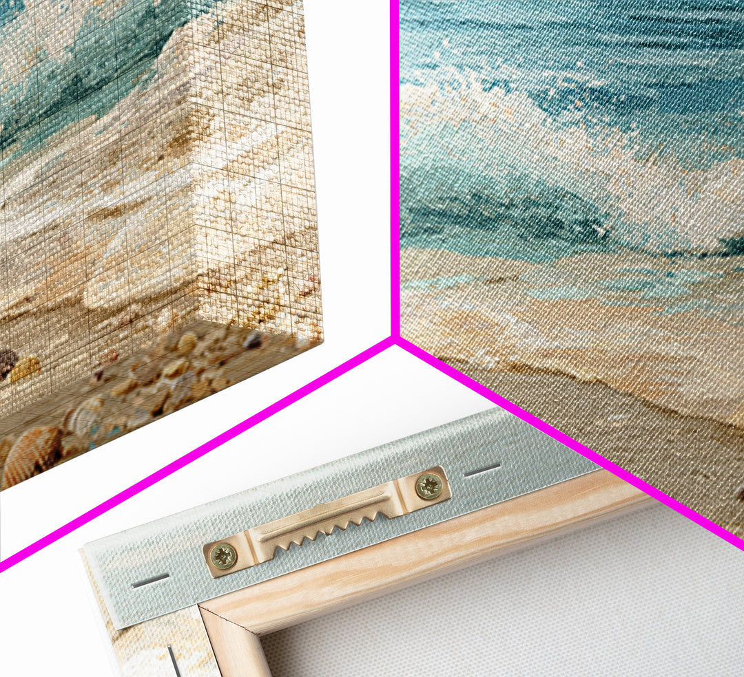 Moody Seascape at Twilight Framed Canvas Print, Above Sofa Art, Abstract Wall Art, Living Room Decor, Oil Painting, Statement, ASA-3x2-40