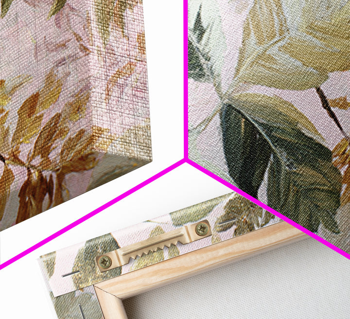 Large Botanical Leaves Canvas Print, Above Sofa Art, Set of 3 Wall Art, Living Room Decor, Oil Painting, Statement, ASA-3x2-49