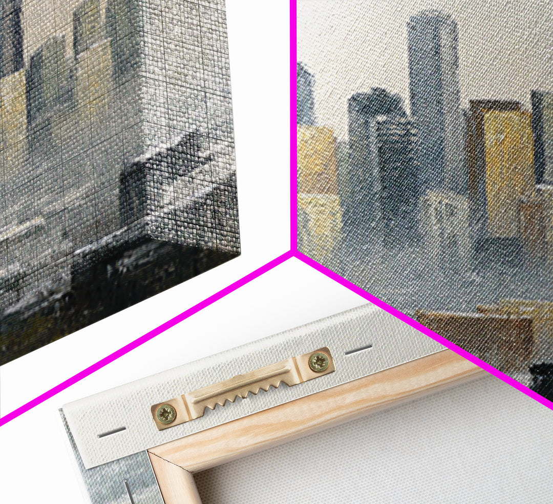Quiet City Skyline Reduced to Elegant Shapes Canvas Print, Above Sofa Art, Abstract Wall Art, Living Room Decor, Statement, ASA-3x2-50