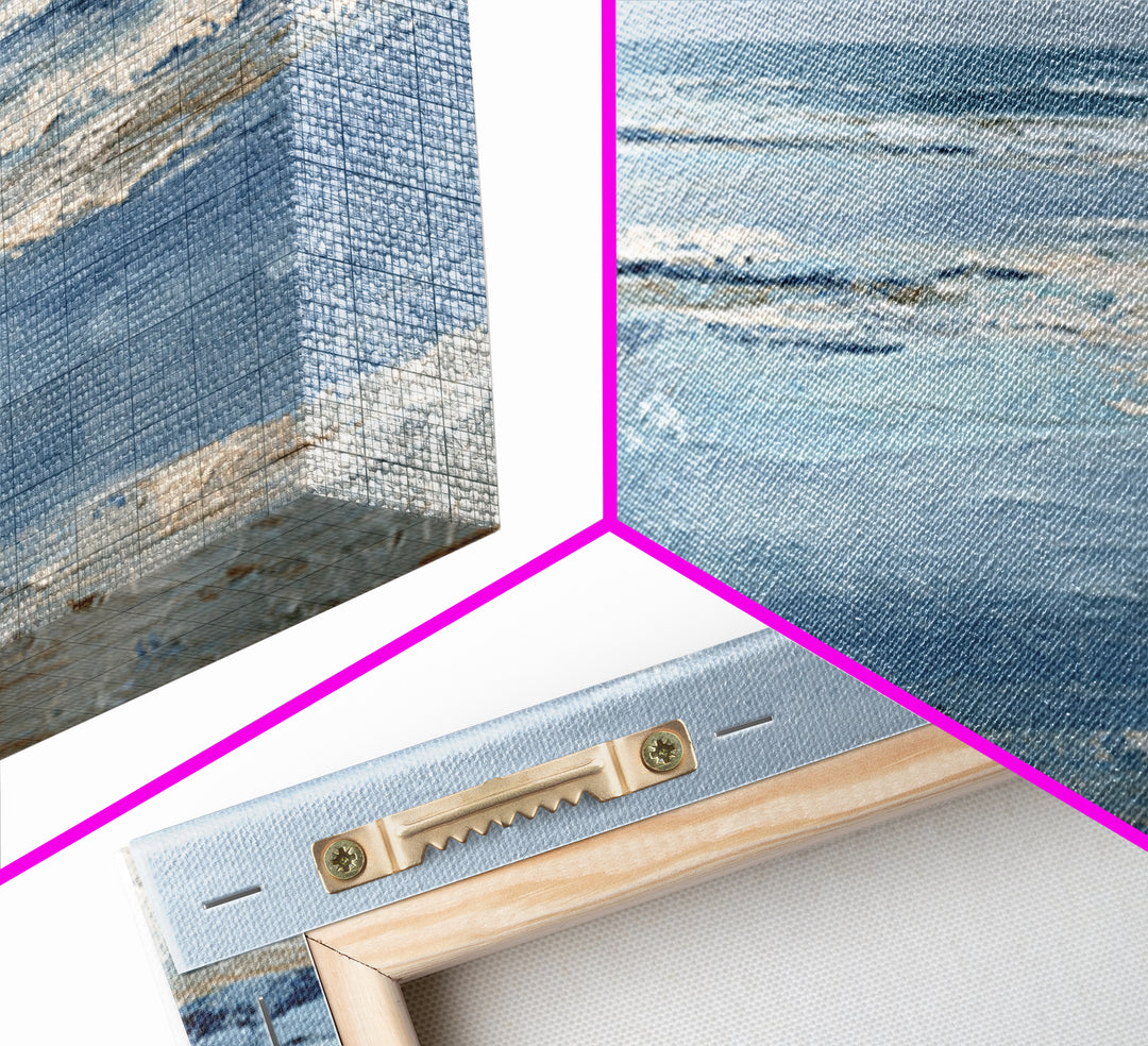 Moody Seascape at Twilight Framed Canvas Print, Above Sofa Art, Set of 3 Prints, Living Room Decor, Abstract Art, Statement, ASA-3x2-64