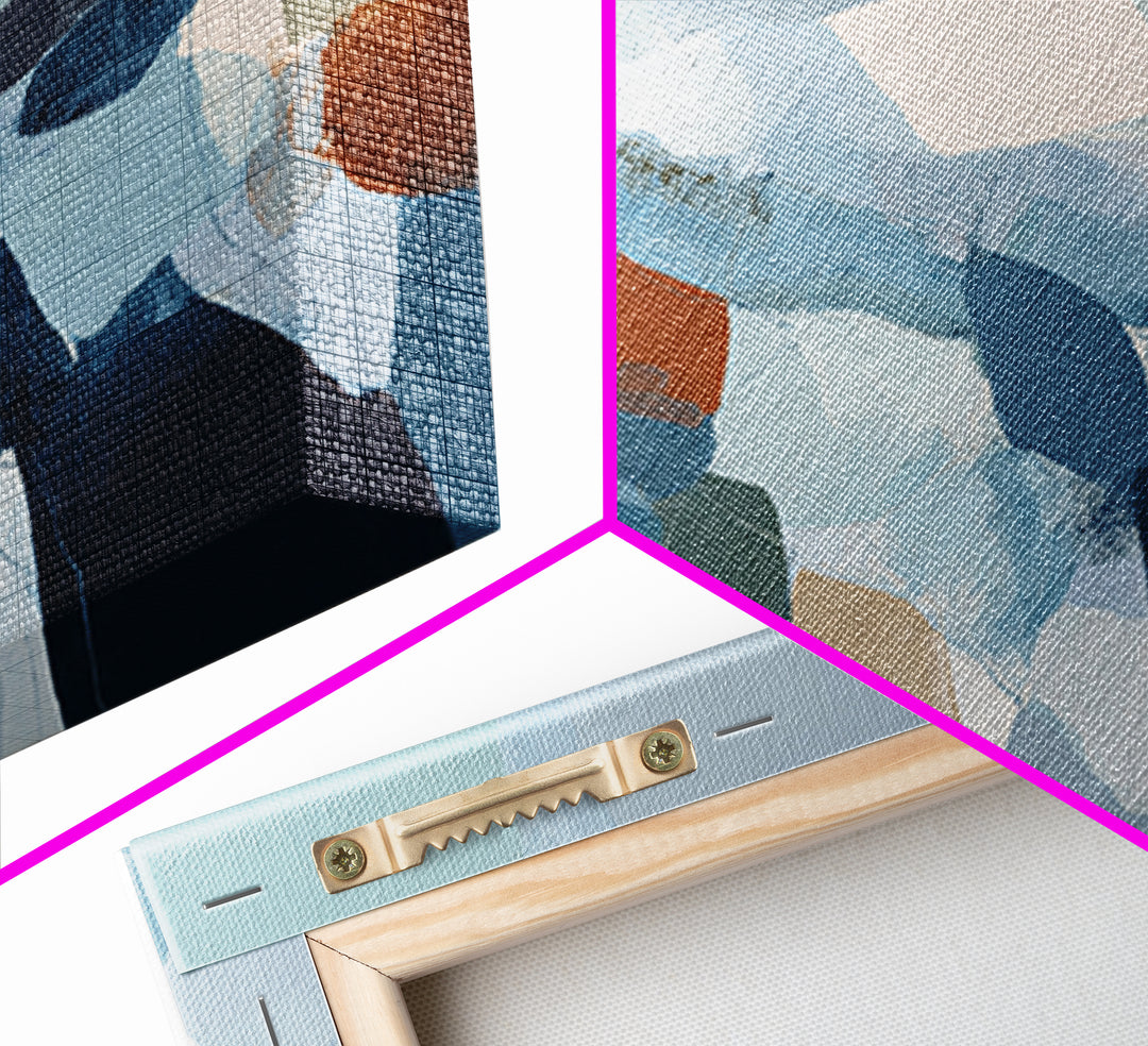 Bold Navy and Ivory Abstract Brushwork Framed Canvas Print, Above Sofa Art, Living Room Decor, Abstract Art, Statement, ASA-3x2-70