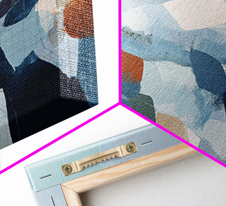Bold Navy and Ivory Abstract Brushwork Framed Canvas Print, Above Sofa Art, Living Room Decor, Abstract Art, Statement, ASA-3x2-70