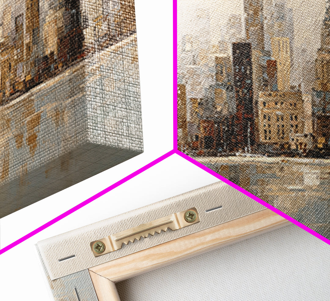 Quiet City Skyline Reduced to Elegant Shapes Canvas Print, Above Sofa Art, Watercolor Painting, Living Room Decor, Statement, ASA-3x2-98