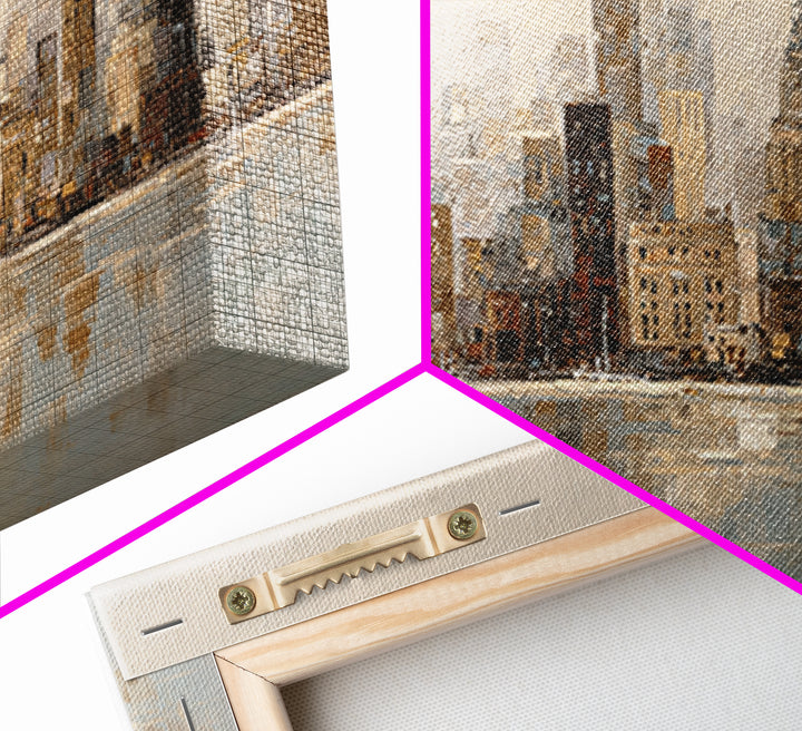 Quiet City Skyline Reduced to Elegant Shapes Canvas Print, Above Sofa Art, Watercolor Painting, Living Room Decor, Statement, ASA-3x2-98