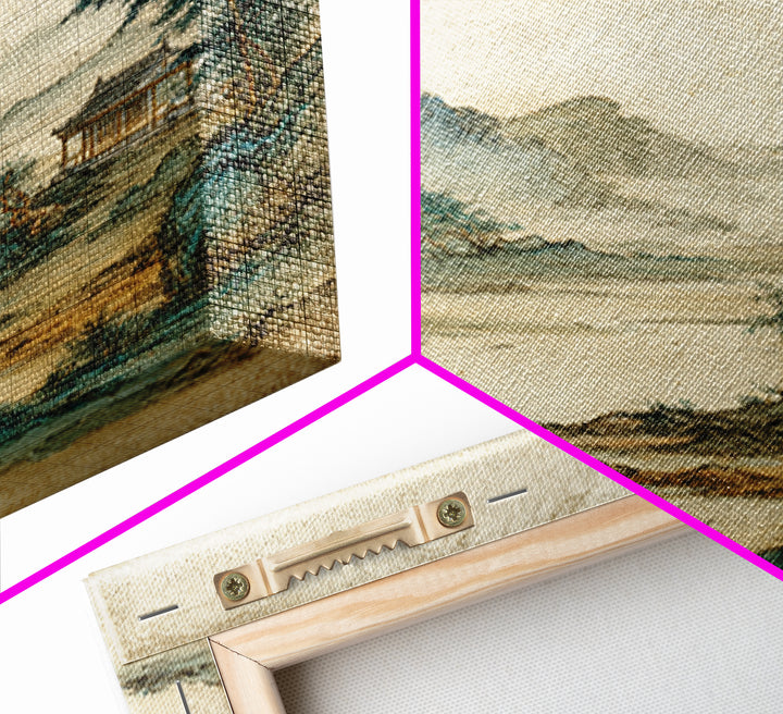 Chinese Mountain Scroll Landscape Framed Canvas Print, Asian Inspired Art, Gallery Decor, Living Room Decor, Fine Art, Harmony, ASI-1x1-32