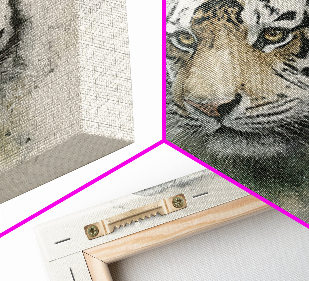 Tiger Portrait with Expressive Brush Ink Energy Canvas Print, Asian Inspired Art, Art Print, Living Room Decor, Harmony, ASI-1x1-40