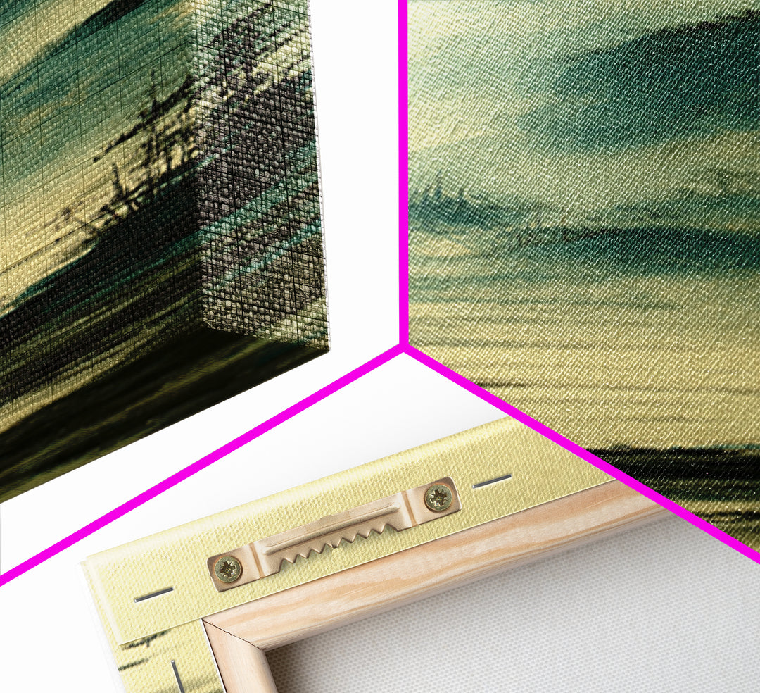 Japanese Ink Landscape Framed Canvas Print, Asian Inspired Art, Unique Wall Art, Living Room Decor, Fine Art, Harmony, ASI-1x3-64