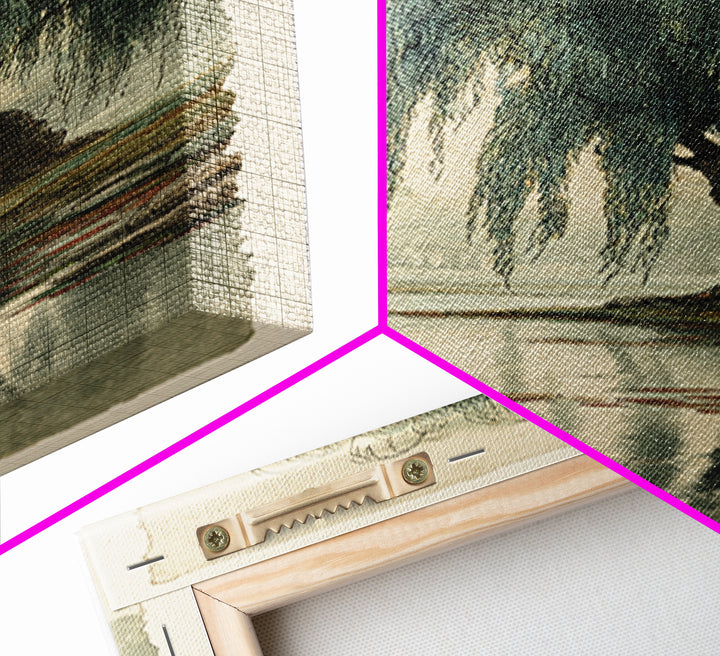 Willow Tree over a Reflective Pond Canvas Print, Asian Inspired Art, Asian Wall Art, Living Room Decor, Fine Art, Harmony, ASI-1x3-78