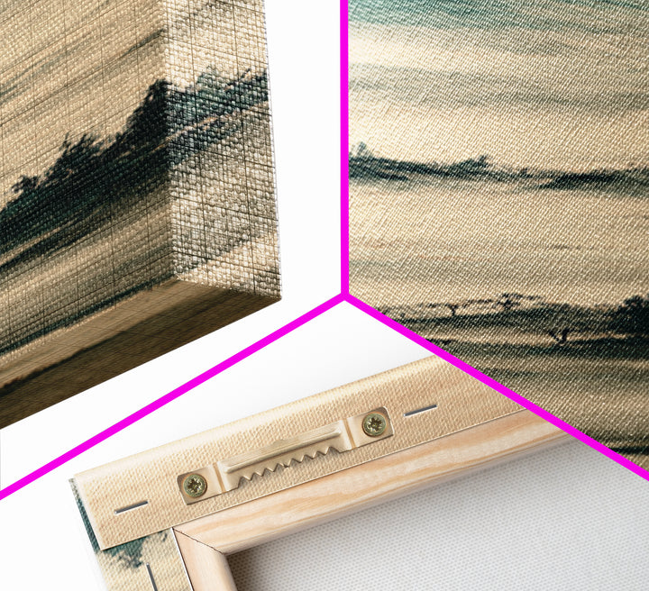 Japanese Ink Landscape Canvas Print, Asian Inspired Art, Farmhouse Wall Art, Living Room Decor, Harmony, Spiritual Wall Art, ASI-1x3-88