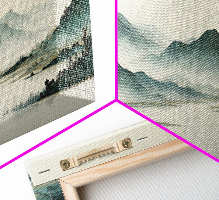Japanese Ink Landscape Canvas Print, Asian Inspired Art, Wall Decor, Living Room Decor, Fine Art, Harmony, Farmhouse Wall Art, ASI-2x1-48