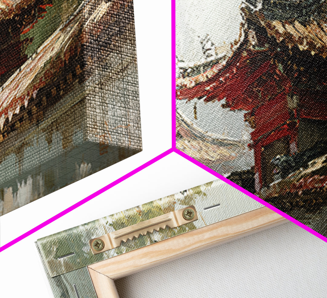 Temple Roof Detail Framed Canvas Print, Asian Inspired Art, Spiritual Wall Art, Living Room Decor, Fine Art, Harmony, ASI-2x1-67