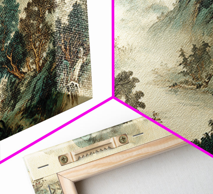 Chinese Mountain Scroll Landscape Canvas Print, Asian Inspired Art, Farmhouse Wall Art, Living Room Decor, Fine Art, Harmony, ASI-2x1-76