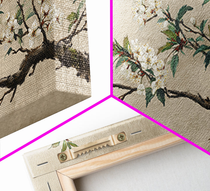 Cherry Blossom Branch Framed Canvas Print, Asian Inspired Art, Asian Art, Living Room Decor, Oil Painting, Harmony, ASI-2x1-95