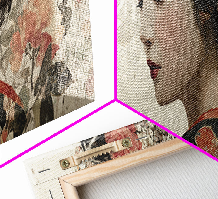 Elegant Geisha Portrait Canvas Print, Asian Inspired Art, Farmhouse Wall Art, Living Room Decor, Harmony, Spiritual Wall Art, ASI-3x1-46