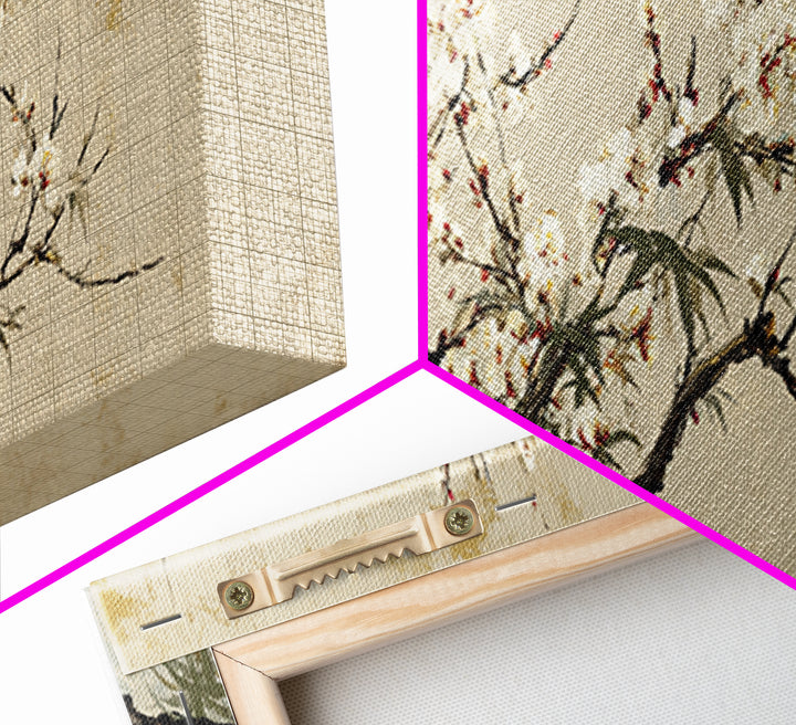 Cherry Blossom Branch Framed Canvas Print, Asian Inspired Art, Printable Art, Living Room Decor, Harmony, Neutral Wall Art, ASI-3x1-67