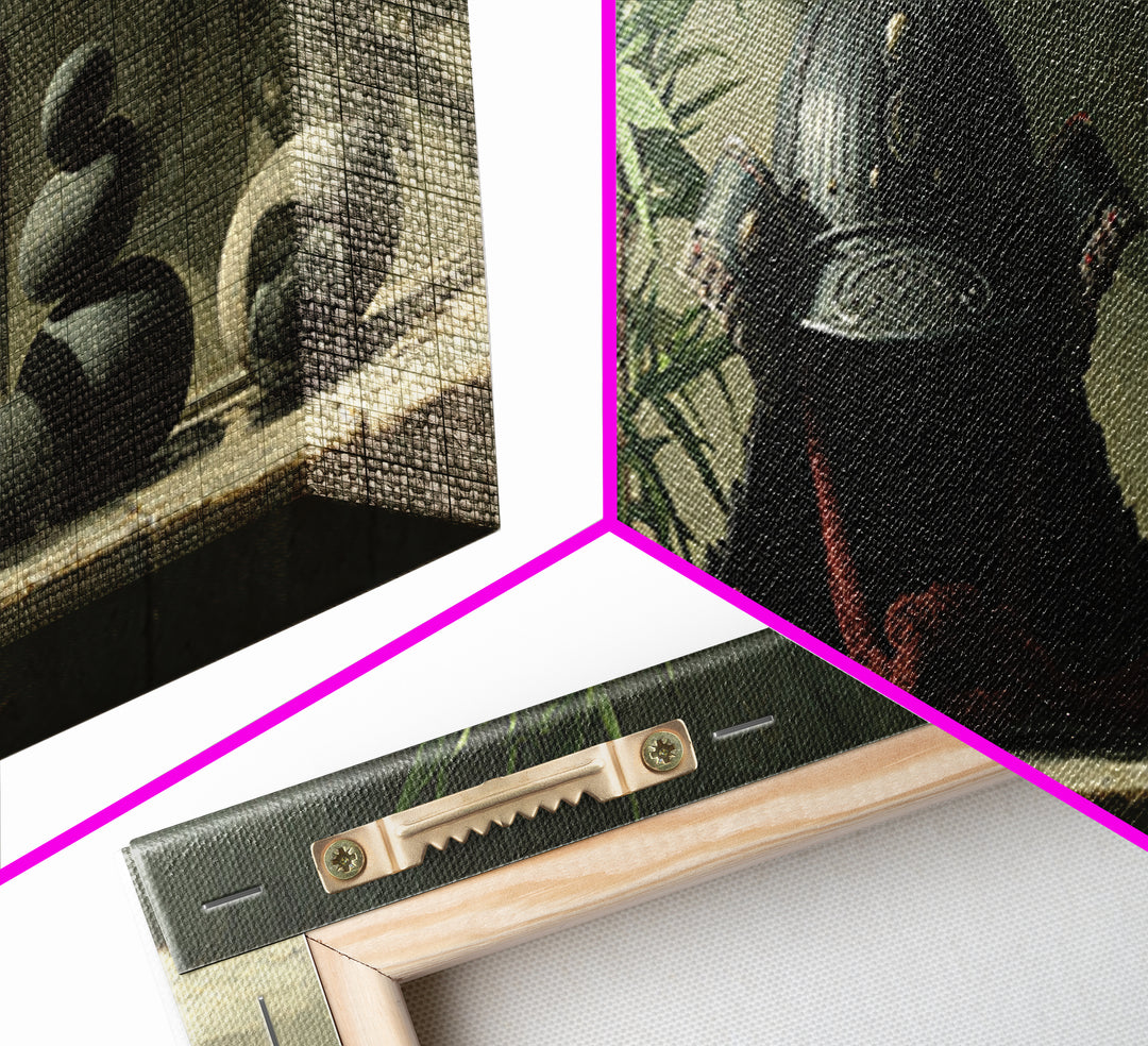 Samurai Helmet Still Life Canvas Print, Asian Inspired Art, Living Room Decor, Fine Art, Harmony, Floral Art, Botanical Print, ASI-3x1-71