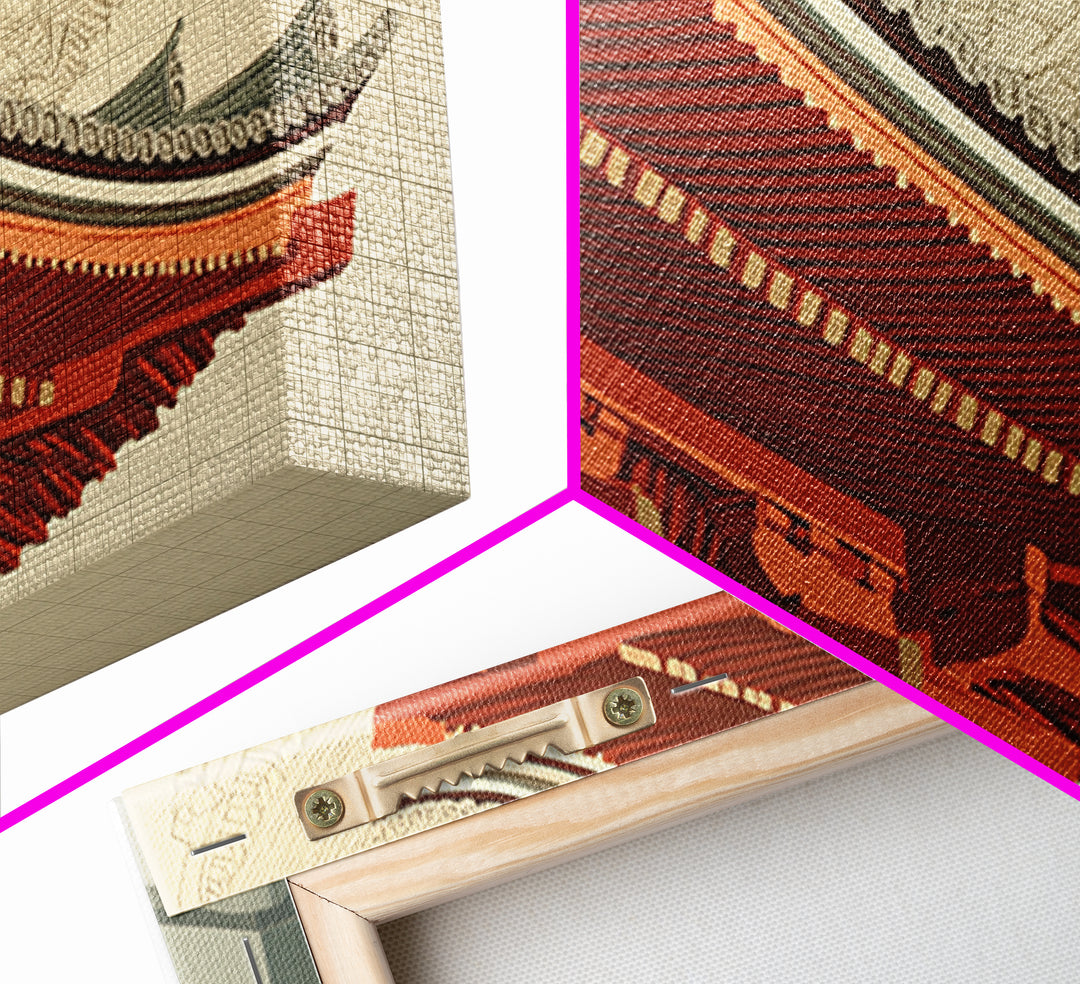 Temple Roof Detail Framed Canvas Print, Asian Inspired Art, Indian Art, Living Room Decor, Fine Art, Harmony, Neutral Decor, ASI-3x2-27