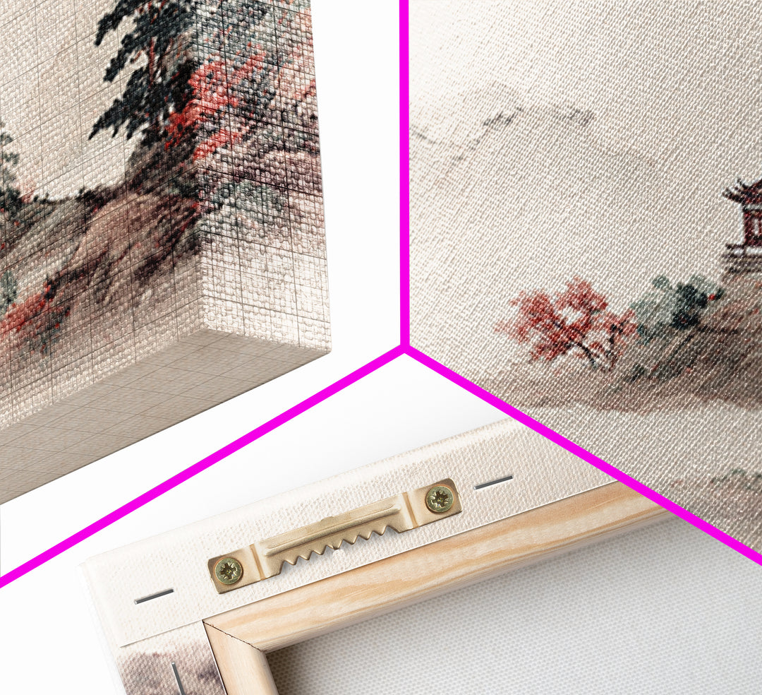 Chinese Mountain Scroll Landscape Canvas Print, Asian Inspired Art, Boho Decor, Living Room Decor, Fine Art, Harmony, ASI-3x2-84