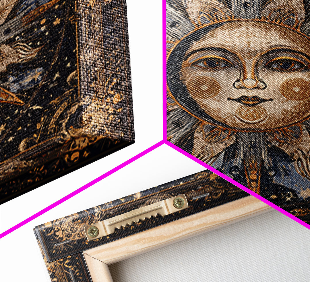 Sun and Moon Faces Canvas Print, Astrology Art, Modern Decor, Living Room Decor, Oil Painting, Zodiac, Art Print, Digital Art, AST-1x1-5