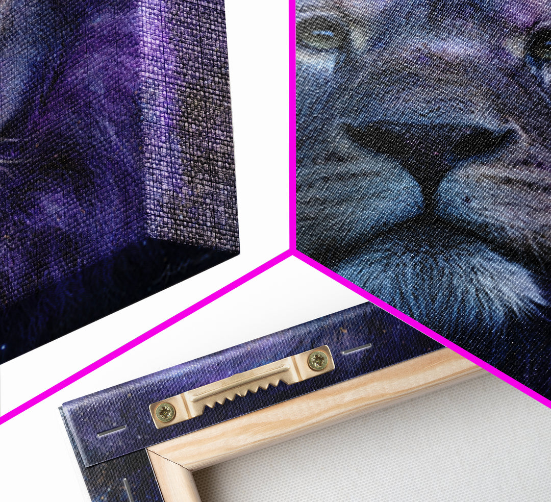Celestial Lion Portrait Formed from Star Patterns Canvas Print, Astrology Art, Textured Painting, Living Room Decor, Zodiac, AST-1x1-98