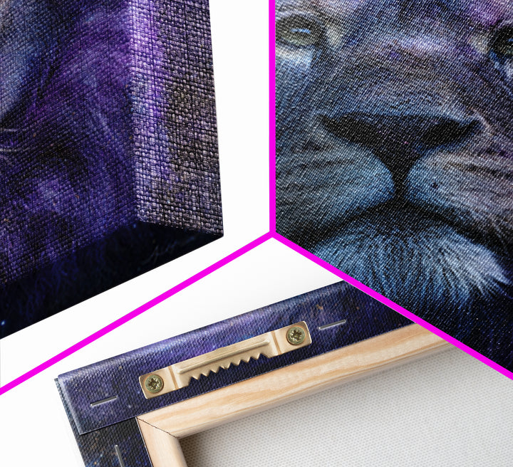 Celestial Lion Portrait Formed from Star Patterns Canvas Print, Astrology Art, Textured Painting, Living Room Decor, Zodiac, AST-1x1-98