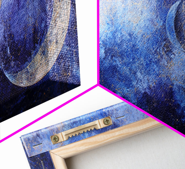Celestial Twins Surrounded by Mirrored Moons Canvas Print, Astrology Art, Astrology Gifts, Living Room Decor, Oil Painting, AST-2x1-53