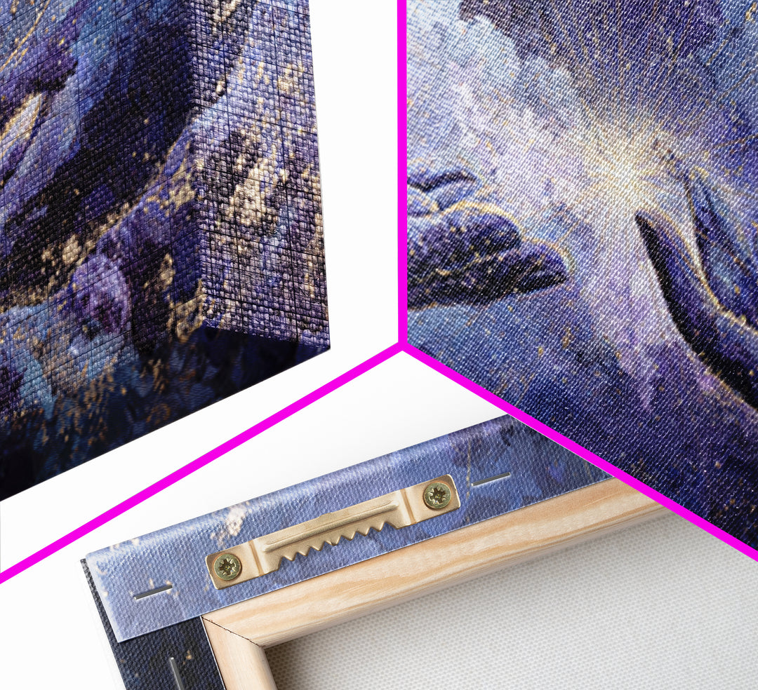 Tarot Cosmic Hand Holding a Glowing Star Canvas Print, Astrology Art, Astrology, Living Room Decor, Watercolor Art, Zodiac, AST-2x1-98