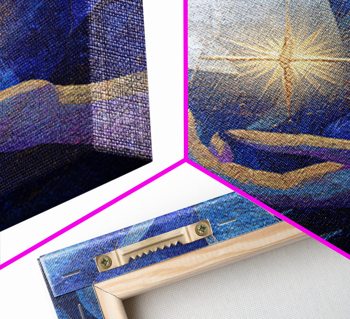Tarot Cosmic Hand Holding a Glowing Star Framed Canvas Print, Astrology Art, Printable Wall Art, Living Room Decor, Zodiac, AST-2x3-38