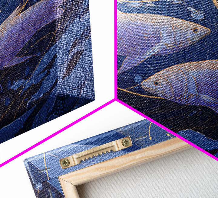 Cosmic Fish Pair Circling a Moonlit Pool Canvas Print, Astrology Art, Zodiac Wall Art, Living Room Decor, Fine Art, Zodiac, AST-3x2-3