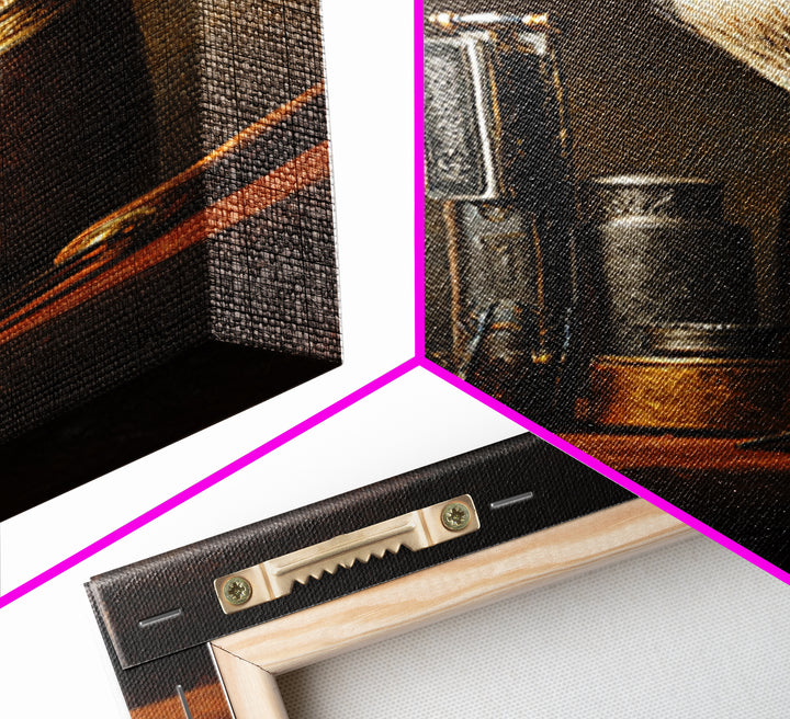 Straight Razor and Shaving Brush on Dark Canvas Print, Barbershop Art, Digital Poster, Barbershop Decor, Fine Art, Grooming, BAA-1x3-38
