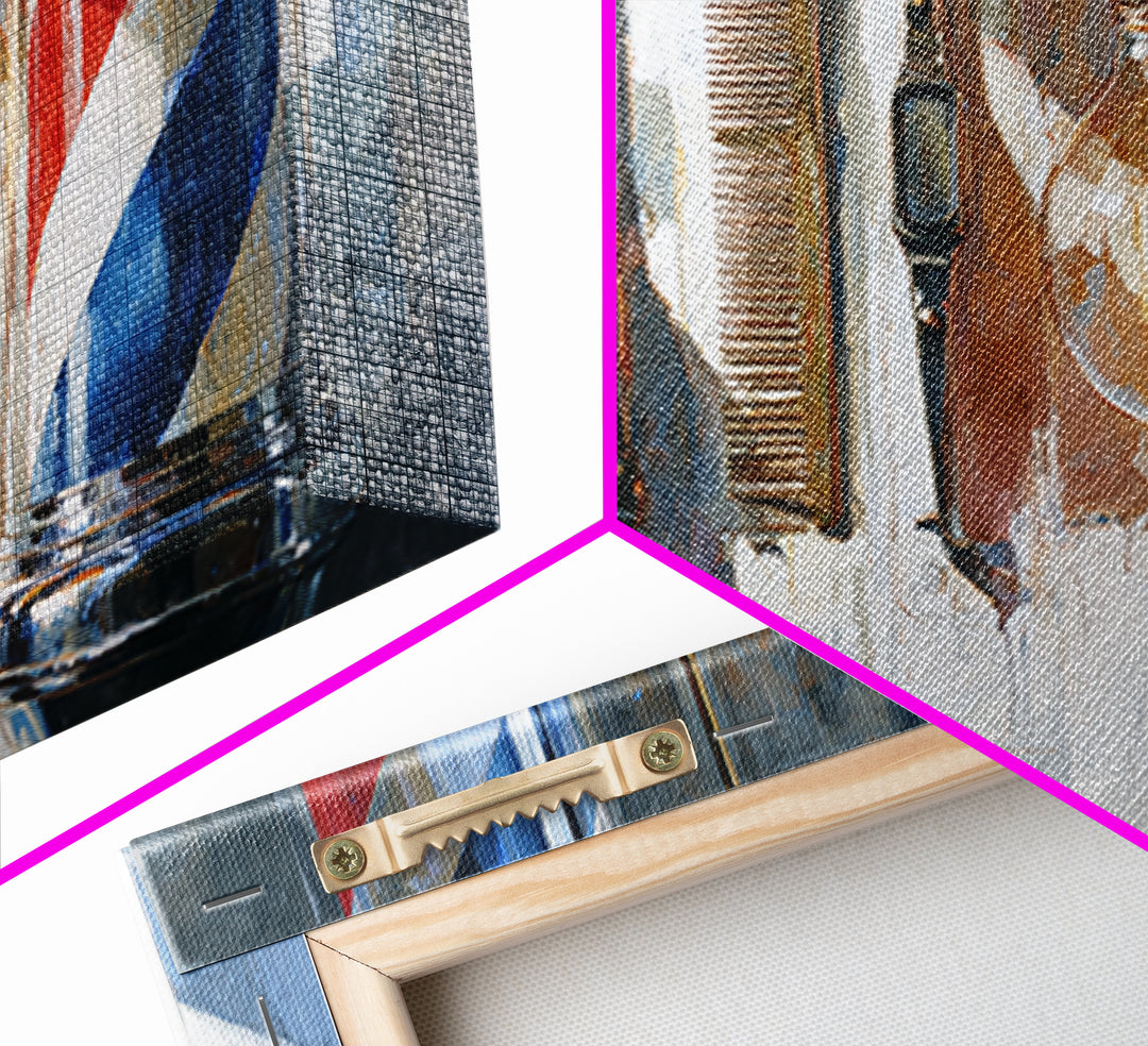 Red White and Blue Stripe Abstraction from Canvas Print, Barbershop Art, Barbershop Decor, Abstract Art, Grooming, BAA-2x1-61