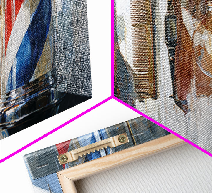 Red White and Blue Stripe Abstraction from Canvas Print, Barbershop Art, Barbershop Decor, Abstract Art, Grooming, BAA-2x1-61