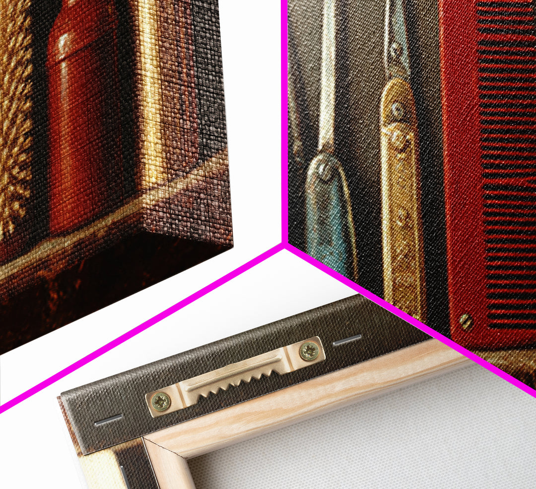 Antique Clippers and Combs on Worn Wood Canvas Print, Barbershop Art, Digital Prints, Barbershop Decor, Oil Painting, Grooming, BAA-2x1-77